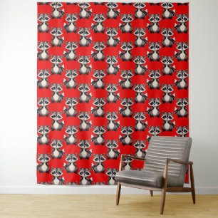 Tapete De Parede Design de padrão de guaxinim vermelho