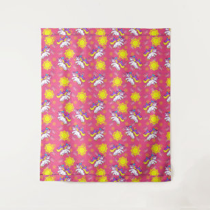 Tapete De Parede Design de Padrão de Unicórnio Sunny Rosa Bonito