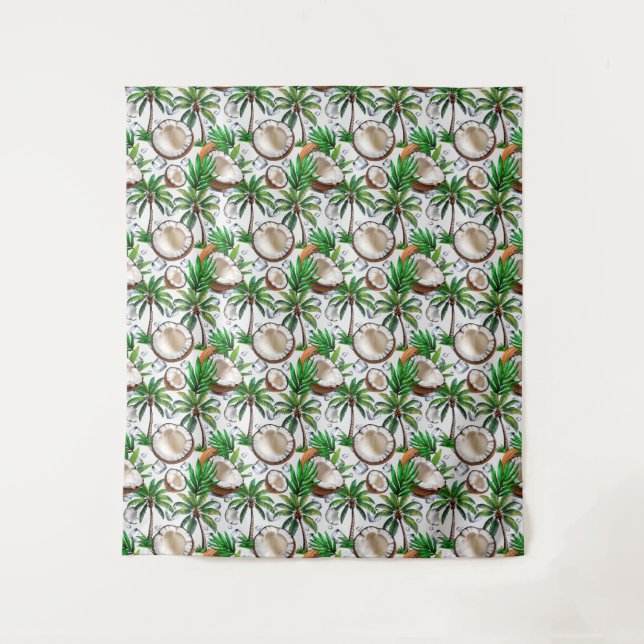 Tapete De Parede Design de Padrão Tropical de Árvore de Coco (Frente)
