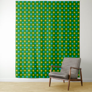 Tapete De Parede Design de Pontos Polka Amarelo Verde Preto