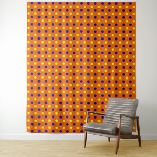 Tapete De Parede Design de Pontos Polka Laranja Azul Amarelo