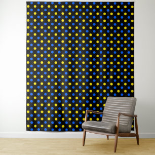 Tapete De Parede Design de Pontos Pretos Azuis e Amarelos