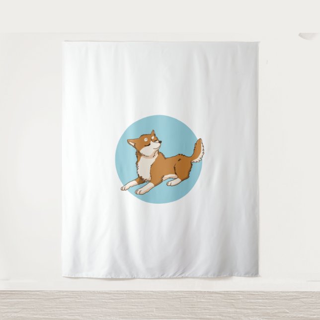 Tapete De Parede Design de shiba azul. (Frente)
