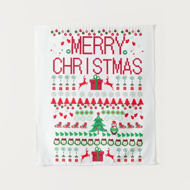Tapete De Parede design de "Suéter Feio" de Natal Alegre (Frente)