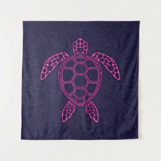 Tapete De Parede Design de Tartaruga-do-mar Neo-Rosa-Quente