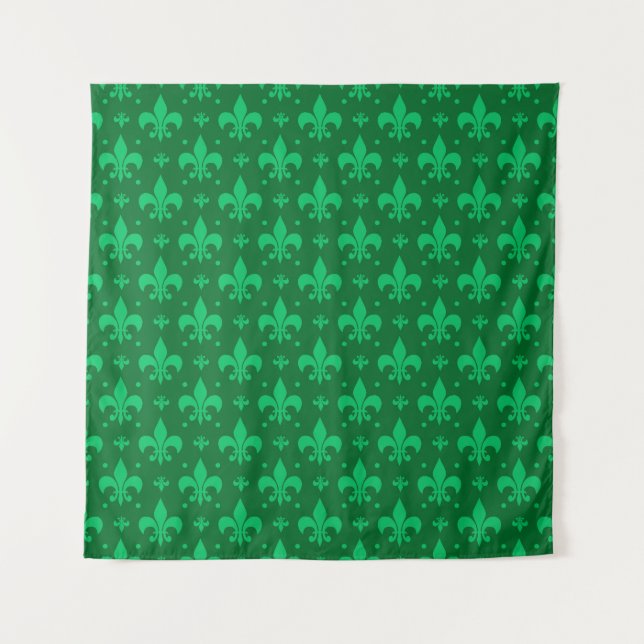 Tapete De Parede Design do padrão Fleur-de-lis verde (Frente)