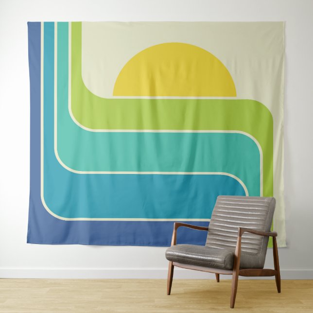Tapete De Parede Design do Sol Geométrico Retro (In Situ (Horizontal))