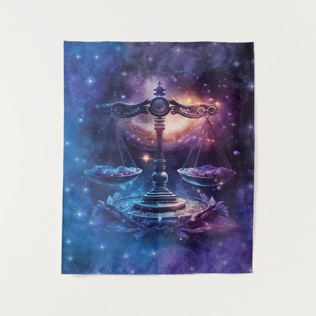 Tapete De Parede Design em Aquarela do Signo de Libra (Frente)