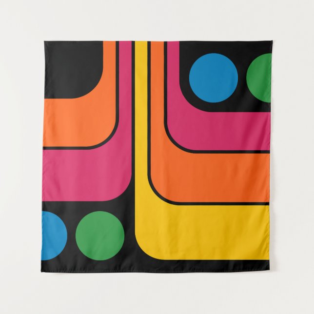 Tapete De Parede Design Geométrico Estilo Retro Mod dos Anos 70 (Frente)