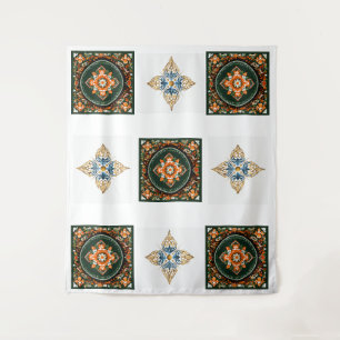 Tapete De Parede Design Simétrico Fabuloso em Tapeçaria.