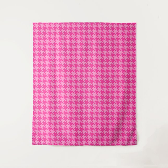 Tapete De Parede Design Xadrez Pé de Perdiz Rosa Quente (Frente)