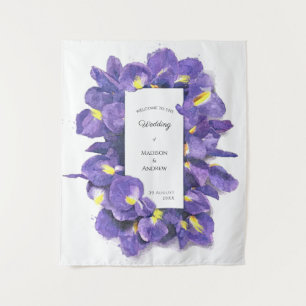 Tapete De Parede Deslumbrantes Íris Roxas Aquarela Floral Casamento