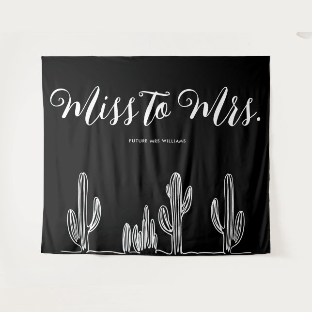 Tapete De Parede Despedida de Solteira Cactus Boho Moderna de Miss  (Frente (Horizontal))