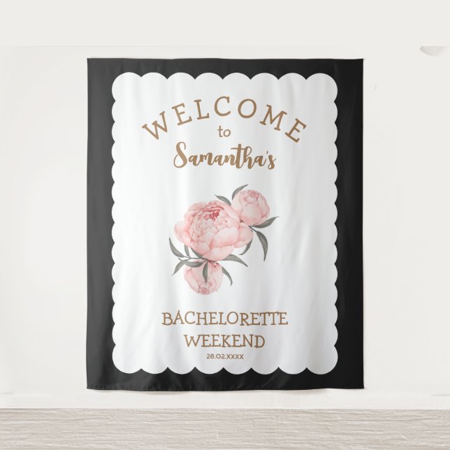 Tapete De Parede Despedida de Solteira Floral Rosa Beige Dourado Fe (Frente)