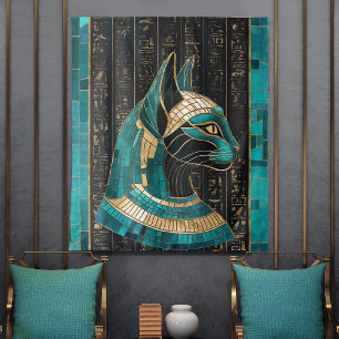 Tapete De Parede Deusa Gato Egípcia Bastet - Arte Mosaica