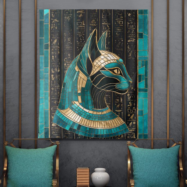 Tapete De Parede Deusa Gato Egípcia Bastet - Arte Mosaica (Criador carregado)