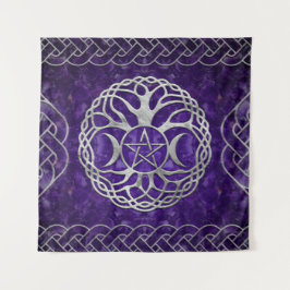 Tapete De Parede Deusa tripla com pentagrama e árvore da vida