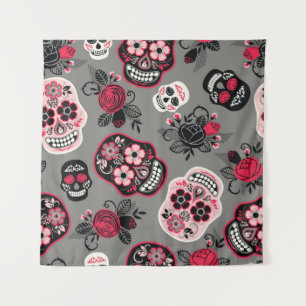 Tapete De Parede Dia de los Muertos: Padrão Vintage