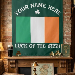 Tapete De Parede Dia de São Patrício Bandeira da Irlanda Nome Perso
