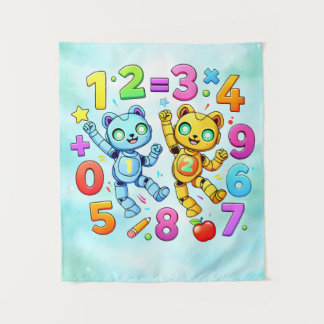 Tapete De Parede Dia do Número Design de Animais Matemáticos Fofos