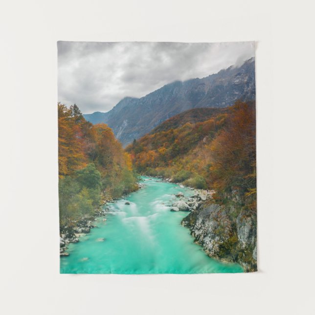 Tapete De Parede Dia nublado do outono de Soča, Eslovênia (Frente)