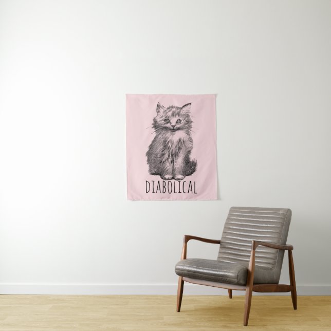 Tapete De Parede Diabolical Cute Fluffy Kitten Light Pink (In Situ)