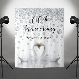 Tapete De Parede Diamond 60º aniversário, cisnes brancas apaixonada