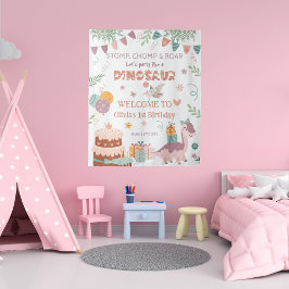 Tapete De Parede Dino Roar Pastel Aniversário Bem-vindo