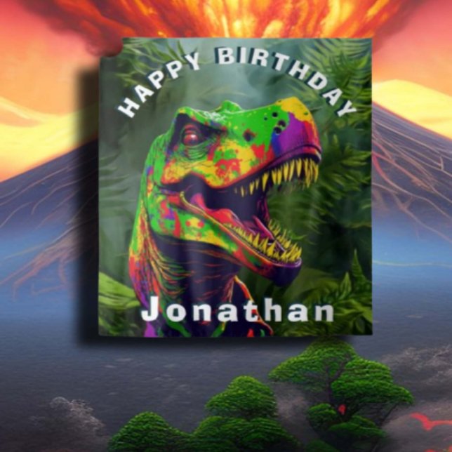 Tapete De Parede Dino T Rex Jungle Happy Birday (Dino T Rex Jungle Happy Birthday Backdrop for Fun Parties!)