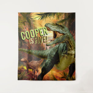 Tapete De Parede Dinosaur Boys Aniversário TRex   Fundo Personaliza