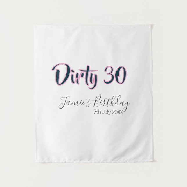 Tapete De Parede Dirty 30 happy birthday name date pink gray callig (Frente)