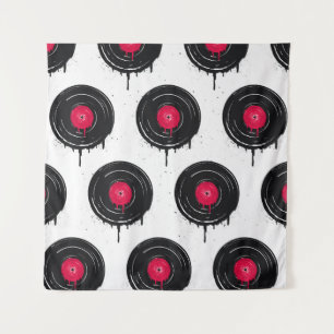 Tapete De Parede Discos de vinil derretidos, padrão artístico.