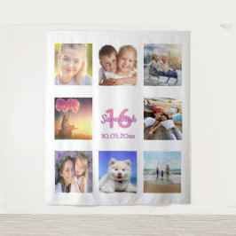 Tapete De Parede Doce 16 colagem de fotos personalizadas branco ros