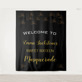 Tapete De Parede Doce Negro Dourado mascarada 16 15 Aniversário