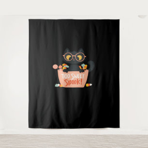 Tapete De Parede Doces De Halloween De Gato Preto E Bonito - P