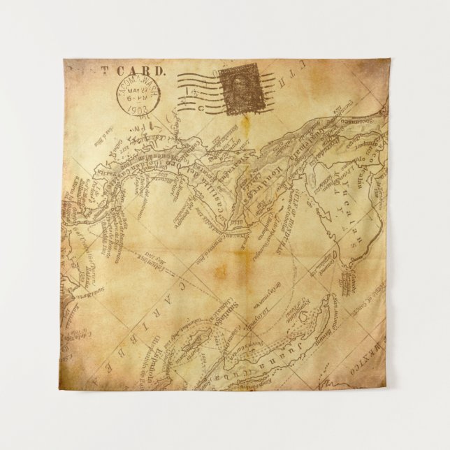 Tapete De Parede Documento de fundo do mapa de vinhetas (Frente)