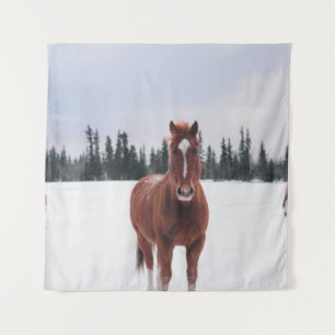 TAPETE DE PAREDE DOIS CAVALOS NA NEVE