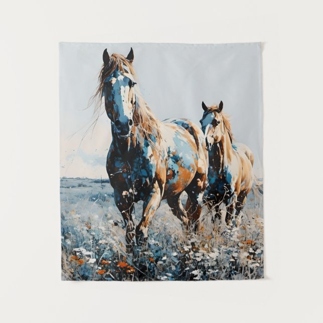 Tapete De Parede Dois Cavalos Pintos (Frente)