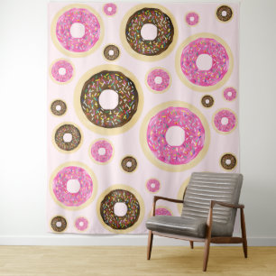 Tapete De Parede Donuts com Purpurina Rosa Diversão Moderna Purpuri