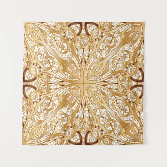Tapete De Parede Dourada cor, padrão decorativo perfeito. (Frente)
