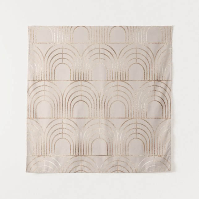 Tapete De Parede Dourado Arch Azulejo Art Deco. (Frente)