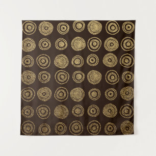 Tapete De Parede Dourado Ouro, desenho manual com círculos. Abst