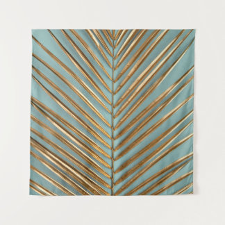 Tapete De Parede Dourado Pintado Padrão de Palma Tropical