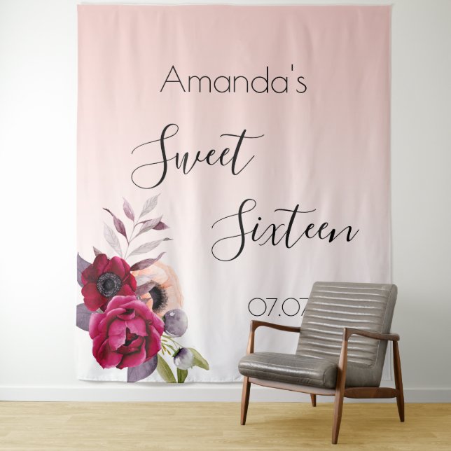 Tapete De Parede Doze Anos rosa floral dourado (In Situ)