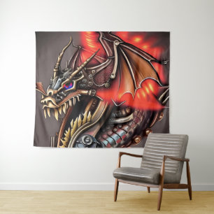 Tapete De Parede Dragão Steampunk