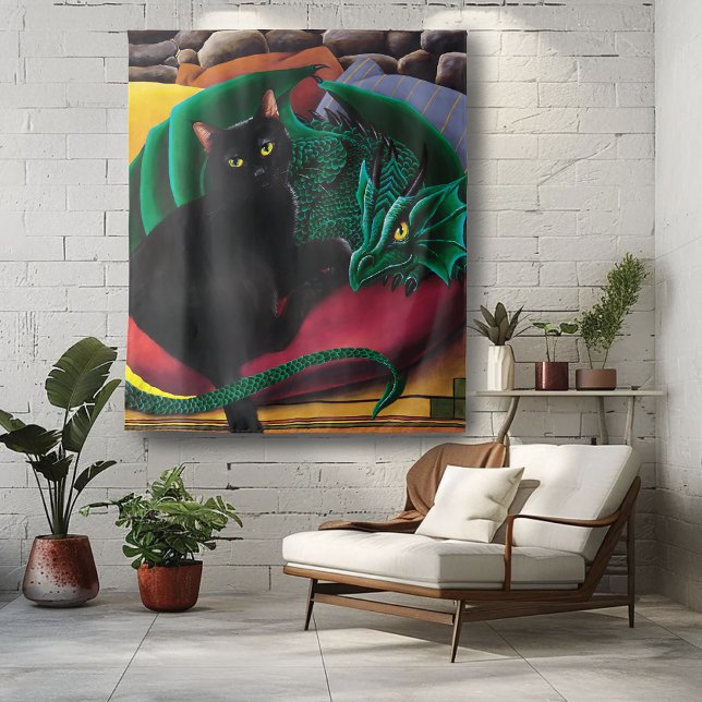 Tapete De Parede Dragão Verde Gato Negro (Criador carregado)