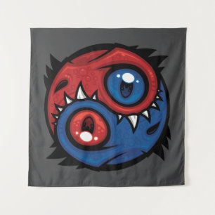 Tapete De Parede Dragões Yin Yang Vermelhos e Azuis