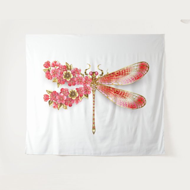 Tapete De Parede Dragonfly com joalheria sakura (Frente (Horizontal))