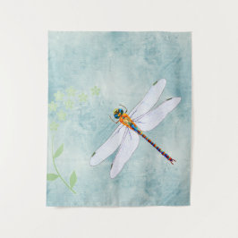 Tapete De Parede Dragonfly Vintage sobre fundo floral desbotado