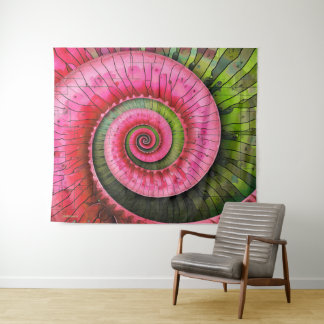 Tapete De Parede Dubman Designs: Fibonacci Rosa e Verde Brilhante